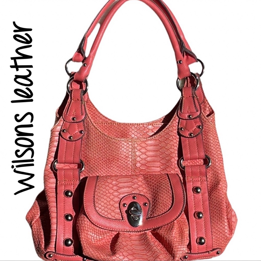 Wilsons leather orange satchel handbag
